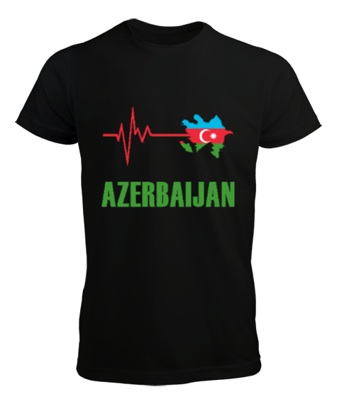 Tisho - Azerbaycan,Azerbaijan,Azerbaycan Bayrağı,Azerbaycan haritası. Siyah Erkek Tişört