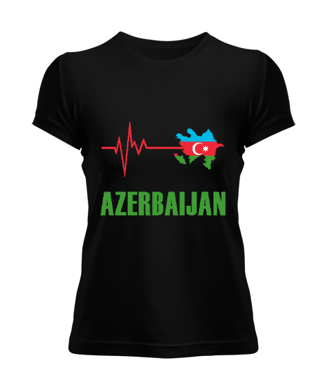 Tisho - Azerbaycan,Azerbaijan,Azerbaycan Bayrağı,Azerbaycan haritası. Siyah Kadın Tişört