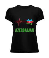 Azerbaycan,Azerbaijan,Azerbaycan Bayrağı,Azerbaycan haritası. Siyah Kadın Tişört - Tisho