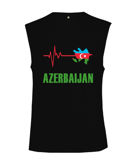 Tisho - Azerbaycan,Azerbaijan,Azerbaycan Bayrağı,Azerbaycan haritası. Siyah Kesik Kol Unisex Tişört