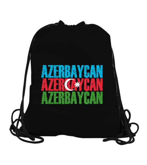 Tisho - Azerbaycan,Azerbaijan,Azerbaycan Bayrağı,Azerbaycan logosu. Büzgülü Spor Çanta