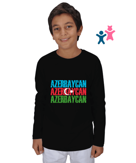 Tisho - Azerbaycan,Azerbaijan,Azerbaycan Bayrağı,Azerbaycan logosu. Çocuk Unisex Uzunkollu