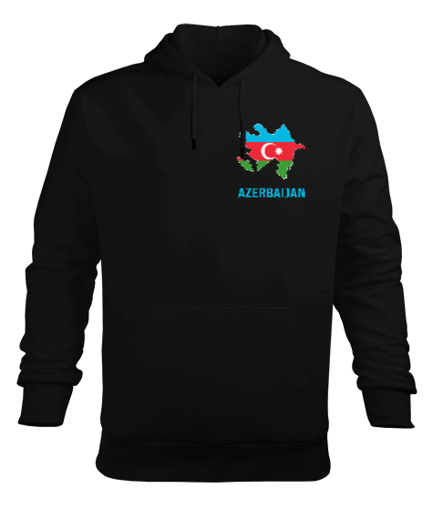 Azerbaycan,Azerbaijan,Azerbaycan Bayrağı,Azerbaycan logosu. Erkek Kapüşonlu Hoodie Sweatshirt