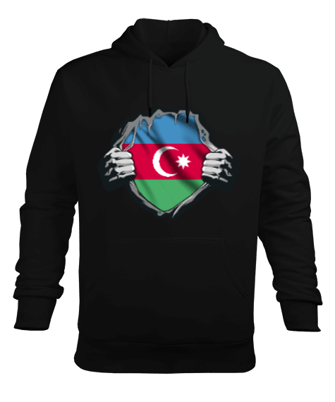 Tisho - Azerbaycan,Azerbaijan,Azerbaycan Bayrağı,Azerbaycan logosu. Erkek Kapüşonlu Hoodie Sweatshirt