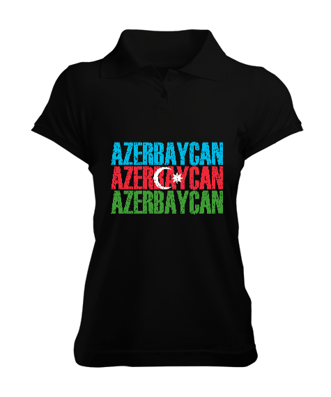 Tisho - Azerbaycan,Azerbaijan,Azerbaycan Bayrağı,Azerbaycan logosu. Kadın Polo Yaka Tişört
