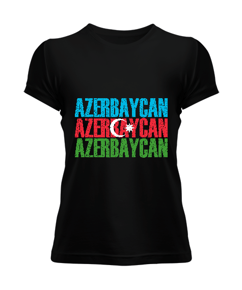 Azerbaycan,Azerbaijan,Azerbaycan Bayrağı,Azerbaycan logosu. Kadın Tişört - Tisho