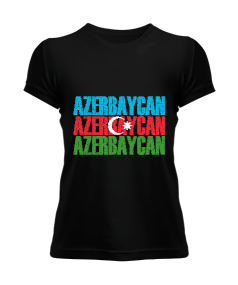 Azerbaycan,Azerbaijan,Azerbaycan Bayrağı,Azerbaycan logosu. Kadın Tişört - Tisho