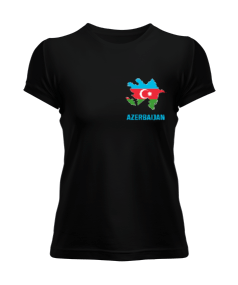Azerbaycan,Azerbaijan,Azerbaycan Bayrağı,Azerbaycan logosu. Kadın Tişört - Tisho