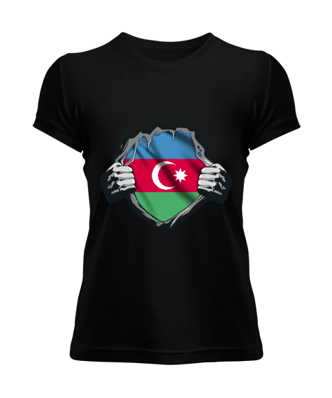 Tisho - Azerbaycan,Azerbaijan,Azerbaycan Bayrağı,Azerbaycan logosu. Kadın Tişört