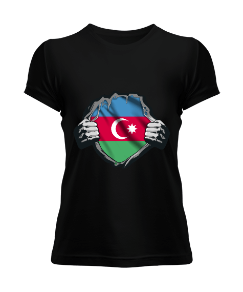 Azerbaycan,Azerbaijan,Azerbaycan Bayrağı,Azerbaycan logosu. Kadın Tişört - Tisho