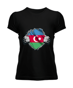 Azerbaycan,Azerbaijan,Azerbaycan Bayrağı,Azerbaycan logosu. Kadın Tişört - Tisho