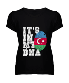 Azerbaycan,Azerbaijan,Azerbaycan Bayrağı,Azerbaycan logosu. Kadın V Yaka Tişört - Tisho