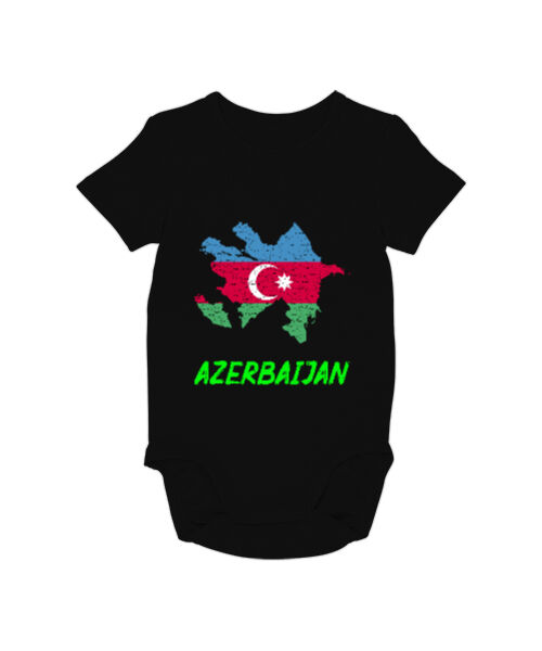 Tisho - Azerbaycan,Azerbaijan,Azerbaycan Bayrağı,Azerbaycan logosu. Siyah Bebek Zıbını