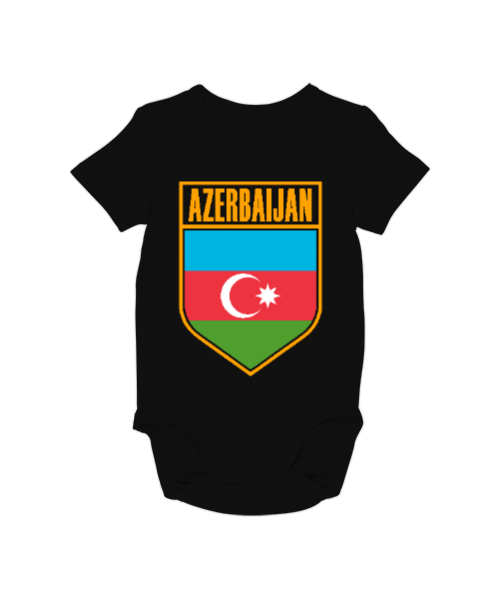 Tisho - Azerbaycan,Azerbaijan,Azerbaycan Bayrağı,Azerbaycan logosu. Siyah Bebek Zıbını