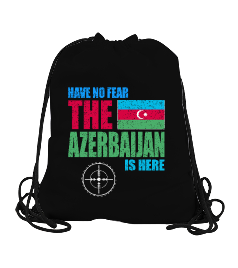 Tisho - Azerbaycan,Azerbaijan,Azerbaycan Bayrağı,Azerbaycan logosu. Siyah Büzgülü Spor Çanta