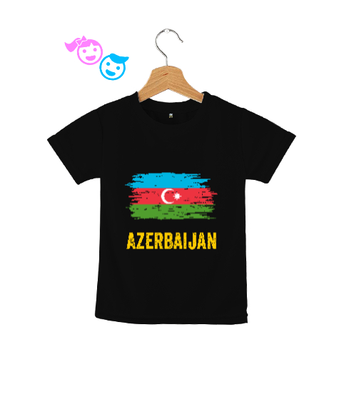 Tisho - Azerbaycan,Azerbaijan,Azerbaycan Bayrağı,Azerbaycan logosu. Siyah Çocuk Unisex