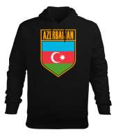 Azerbaycan,Azerbaijan,Azerbaycan Bayrağı,Azerbaycan logosu. Siyah Erkek Kapüşonlu Hoodie Sweatshirt - Tisho