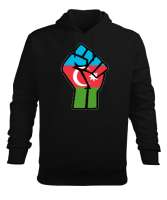 Azerbaycan,Azerbaijan,Azerbaycan Bayrağı,Azerbaycan logosu. Siyah Erkek Kapüşonlu Hoodie Sweatshirt - Tisho