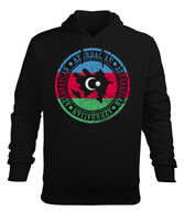 Azerbaycan,Azerbaijan,Azerbaycan Bayrağı,Azerbaycan logosu. Siyah Erkek Kapüşonlu Hoodie Sweatshirt - Tisho