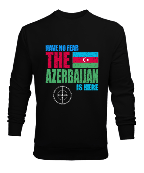 Tisho - Azerbaycan,Azerbaijan,Azerbaycan Bayrağı,Azerbaycan logosu. Siyah Erkek Sweatshirt