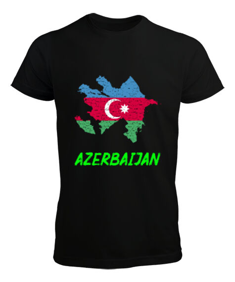 Tisho - Azerbaycan,Azerbaijan,Azerbaycan Bayrağı,Azerbaycan logosu. Siyah Erkek Tişört