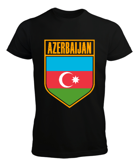 Tisho - Azerbaycan,Azerbaijan,Azerbaycan Bayrağı,Azerbaycan logosu. Siyah Erkek Tişört