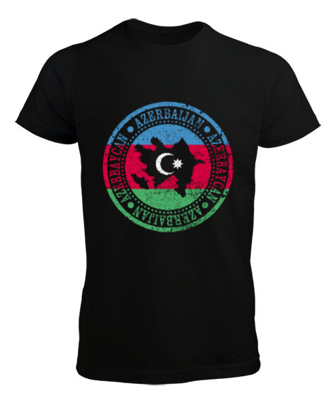 Tisho - Azerbaycan,Azerbaijan,Azerbaycan Bayrağı,Azerbaycan logosu. Siyah Erkek Tişört