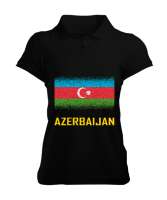 Azerbaycan,Azerbaijan,Azerbaycan Bayrağı,Azerbaycan logosu. Siyah Kadın Polo Yaka Tişört - Tisho