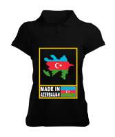 Azerbaycan,Azerbaijan,Azerbaycan Bayrağı,Azerbaycan logosu. Siyah Kadın Polo Yaka Tişört - Tisho