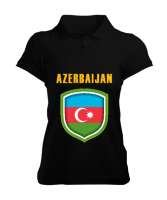 Azerbaycan,Azerbaijan,Azerbaycan Bayrağı,Azerbaycan logosu. Siyah Kadın Polo Yaka Tişört - Tisho