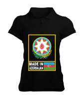 Azerbaycan,Azerbaijan,Azerbaycan Bayrağı,Azerbaycan logosu. Siyah Kadın Polo Yaka Tişört - Tisho