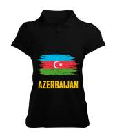 Azerbaycan,Azerbaijan,Azerbaycan Bayrağı,Azerbaycan logosu. Siyah Kadın Polo Yaka Tişört - Tisho