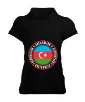 Azerbaycan,Azerbaijan,Azerbaycan Bayrağı,Azerbaycan logosu. Siyah Kadın Polo Yaka Tişört - Tisho