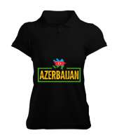 Azerbaycan,Azerbaijan,Azerbaycan Bayrağı,Azerbaycan logosu. Siyah Kadın Polo Yaka Tişört - Tisho