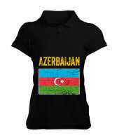 Azerbaycan,Azerbaijan,Azerbaycan Bayrağı,Azerbaycan logosu. Siyah Kadın Polo Yaka Tişört - Tisho