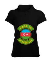 Azerbaycan,Azerbaijan,Azerbaycan Bayrağı,Azerbaycan logosu. Siyah Kadın Polo Yaka Tişört - Tisho
