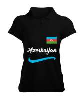 Azerbaycan,Azerbaijan,Azerbaycan Bayrağı,Azerbaycan logosu. Siyah Kadın Polo Yaka Tişört - Tisho