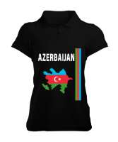 Azerbaycan,Azerbaijan,Azerbaycan Bayrağı,Azerbaycan logosu. Siyah Kadın Polo Yaka Tişört - Tisho