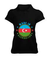 Azerbaycan,Azerbaijan,Azerbaycan Bayrağı,Azerbaycan logosu. Siyah Kadın Polo Yaka Tişört - Tisho