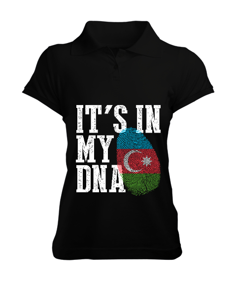 Azerbaycan,Azerbaijan,Azerbaycan Bayrağı,Azerbaycan logosu. Siyah Kadın Polo Yaka Tişört - Tisho