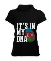 Azerbaycan,Azerbaijan,Azerbaycan Bayrağı,Azerbaycan logosu. Siyah Kadın Polo Yaka Tişört - Tisho