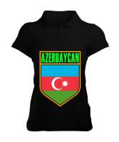 Azerbaycan,Azerbaijan,Azerbaycan Bayrağı,Azerbaycan logosu. Siyah Kadın Polo Yaka Tişört - Tisho