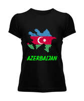 Azerbaycan,Azerbaijan,Azerbaycan Bayrağı,Azerbaycan logosu. Siyah Kadın Tişört - Tisho