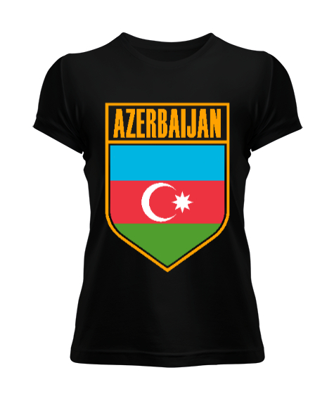 Tisho - Azerbaycan,Azerbaijan,Azerbaycan Bayrağı,Azerbaycan logosu. Siyah Kadın Tişört