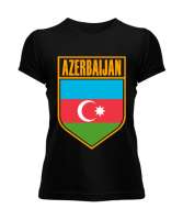 Azerbaycan,Azerbaijan,Azerbaycan Bayrağı,Azerbaycan logosu. Siyah Kadın Tişört - Tisho