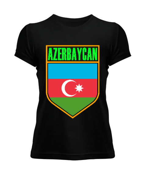 Tisho - Azerbaycan,Azerbaijan,Azerbaycan Bayrağı,Azerbaycan logosu. Siyah Kadın Tişört