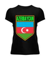 Azerbaycan,Azerbaijan,Azerbaycan Bayrağı,Azerbaycan logosu. Siyah Kadın Tişört - Tisho