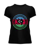 Azerbaycan,Azerbaijan,Azerbaycan Bayrağı,Azerbaycan logosu. Siyah Kadın Tişört - Tisho