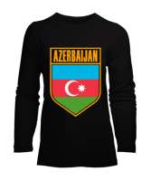 Azerbaycan,Azerbaijan,Azerbaycan Bayrağı,Azerbaycan logosu. Siyah Kadın Uzun Kol Tişört - Tisho