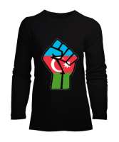 Azerbaycan,Azerbaijan,Azerbaycan Bayrağı,Azerbaycan logosu. Siyah Kadın Uzun Kol Tişört - Tisho